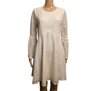 My Michelle Elegant Lace White A-line Dress Size L